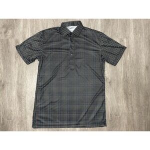 Collars & Co Polo Shirt Men's Small Black Check Performance Windowpane Tech